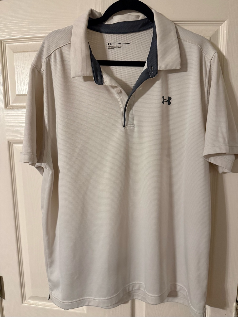 Under Armour Men's White Polo with Gray Contrast Collar